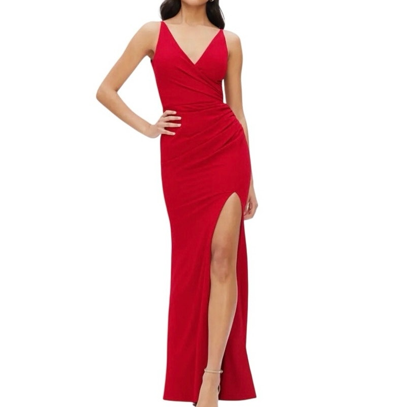 Dress The Population Jordan Ruched Side Slit Gown Nwt Size Large